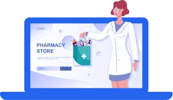 Doctor and patient consultation illustration for online pharmacy services